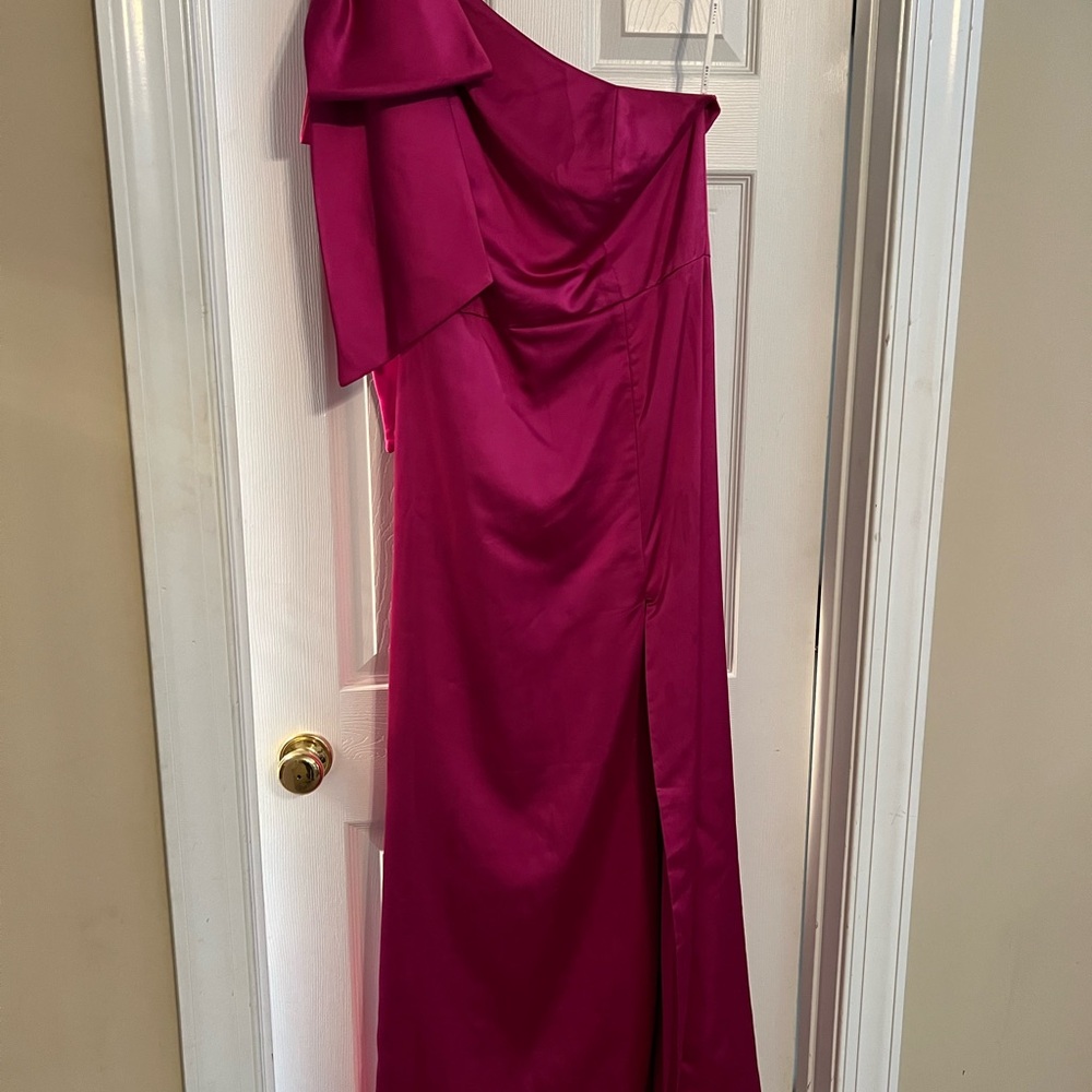 Fuchsia One-Shoulder Dress